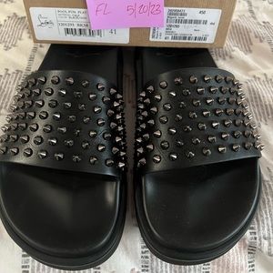 Christian Louboutin Pool Fun Spiked Slides Black EU 41 fit women’s size 9-10